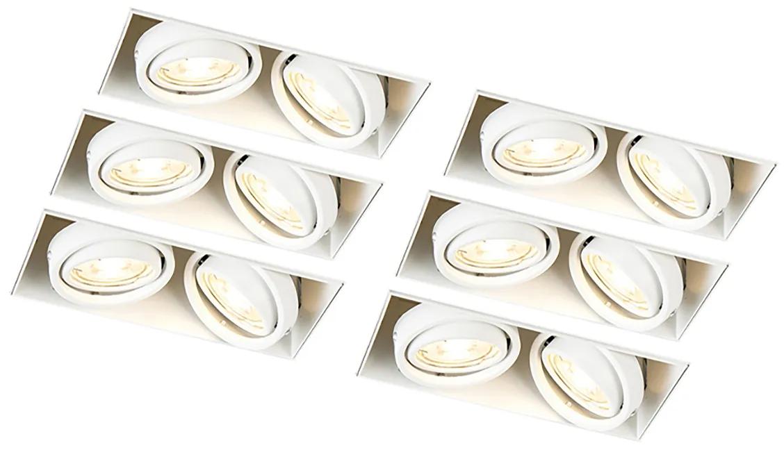 Sada 6 vstavaných reflektorov bielych GU10 sklápateľných bez rámu 2-svetlo - Oneon