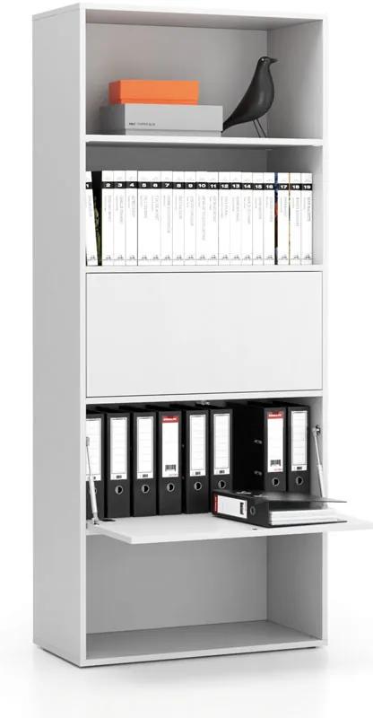 PLAN Vysoký kancelársky policový regál LAYERS, 2 boxy, 800 x 400 x 1905, biela