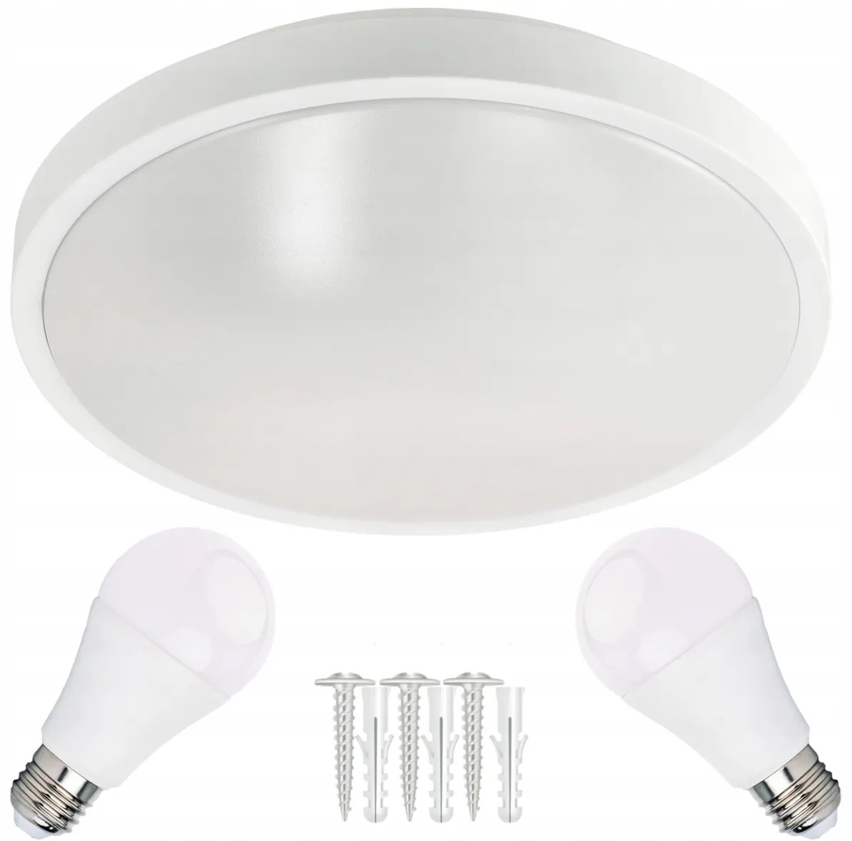 BERGE Okrúhle biele prisadené stropné svietidlo N/T 2x E27 + 2x LED žiarovka