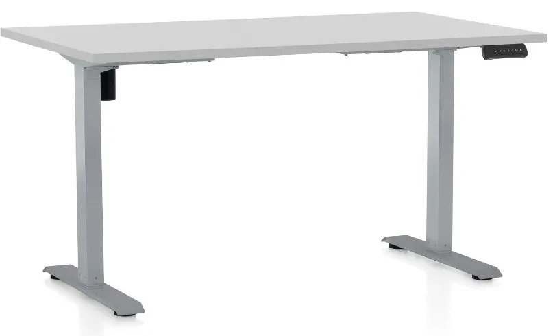 Výškovo nastaviteľný stôl OfficeTech B, 120 x 80 cm, sivá podnož, svetlo sivá
