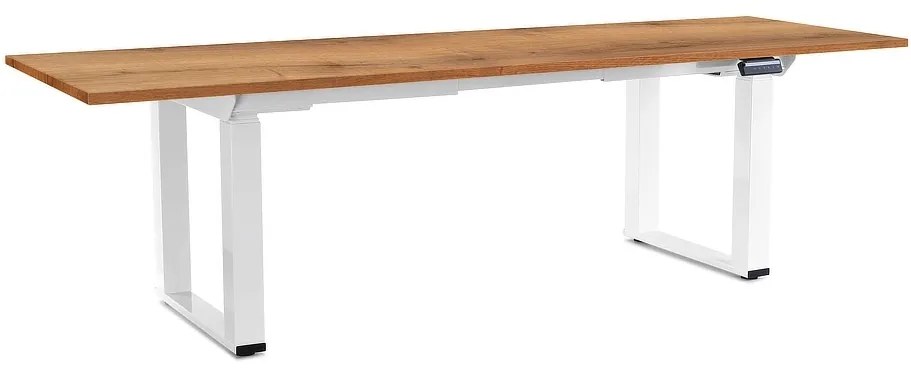 Výškovo nastaviteľný stôl OfficeTech Strong 240 x 80 cm, biela podnož, dub zlatý