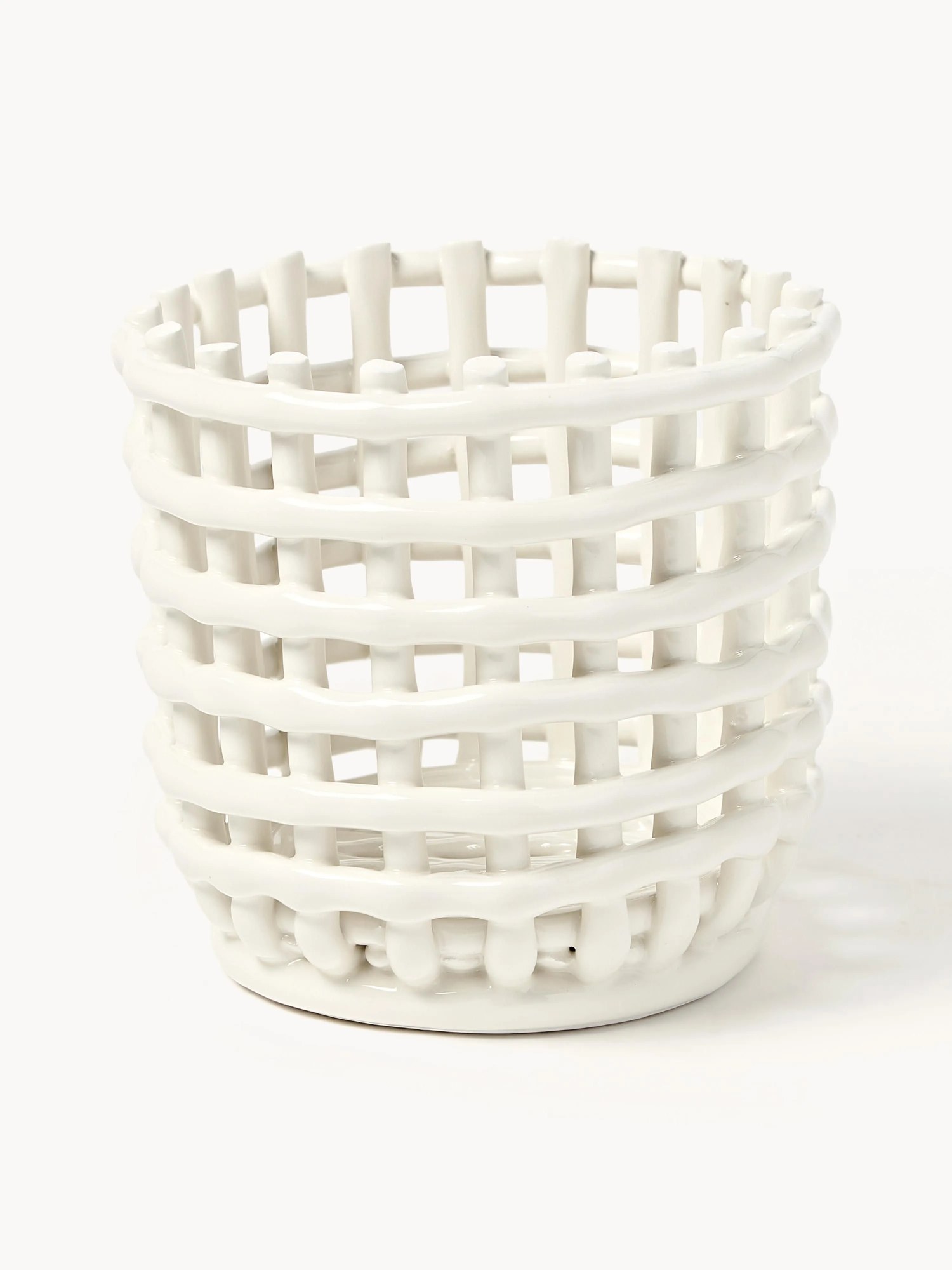 Ručne vyrobený keramický úložný kôš Nalan, V 15 cm