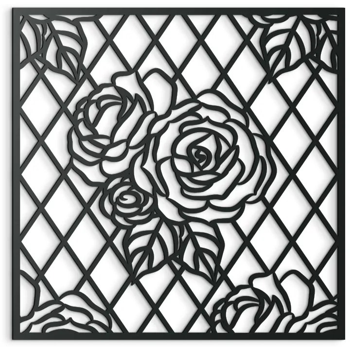 drevko Drevený obraz na stenu Ruže Rozmer obrazu: 32,5 x 32,5 cm, Farba dekorácie: Čierna