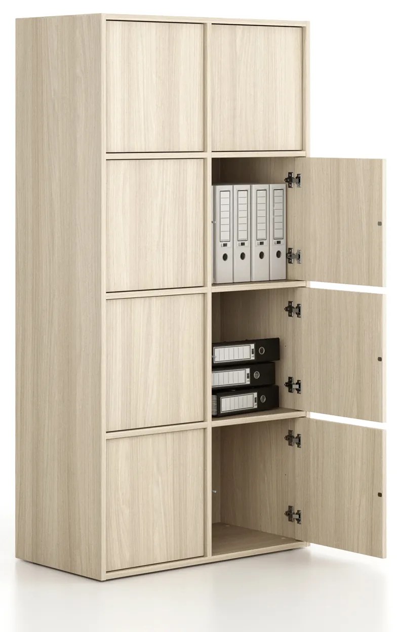 Kancelárska skriňa FRAME, 8x dvere, 872 x 450 x 1735 mm, PUSH-lock, dub prírodný