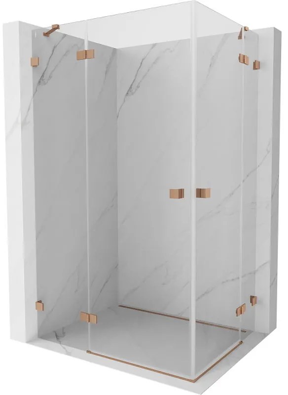 Mexen Lunar Duo, výklopný sprchový kút 80 x 70 cm, 8mm číre sklo, profil medená matná, 834-080L-070P-65-00