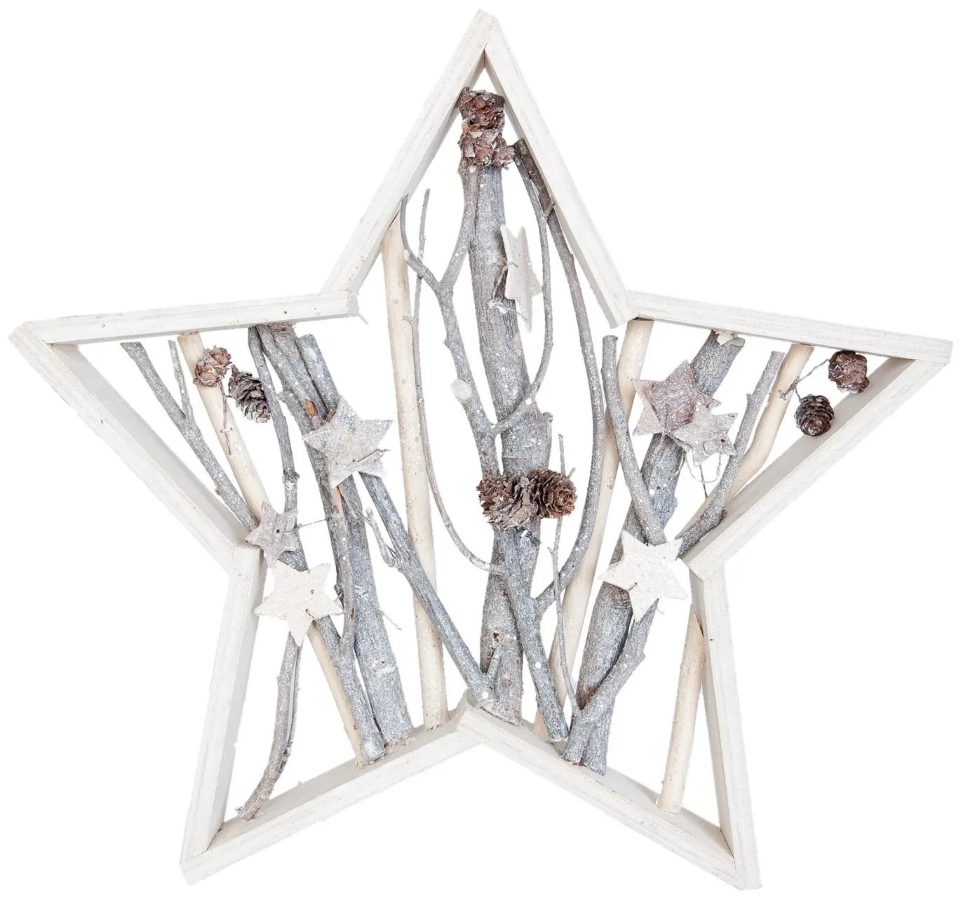Drevená vianočné hviezda sa šiškami - 39 * 5 * 39 cm
