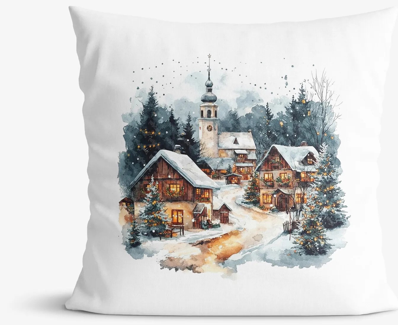 Goldea vianočná dekoračná obliečka na vankúš - zimná dedinka 45 x 45 cm