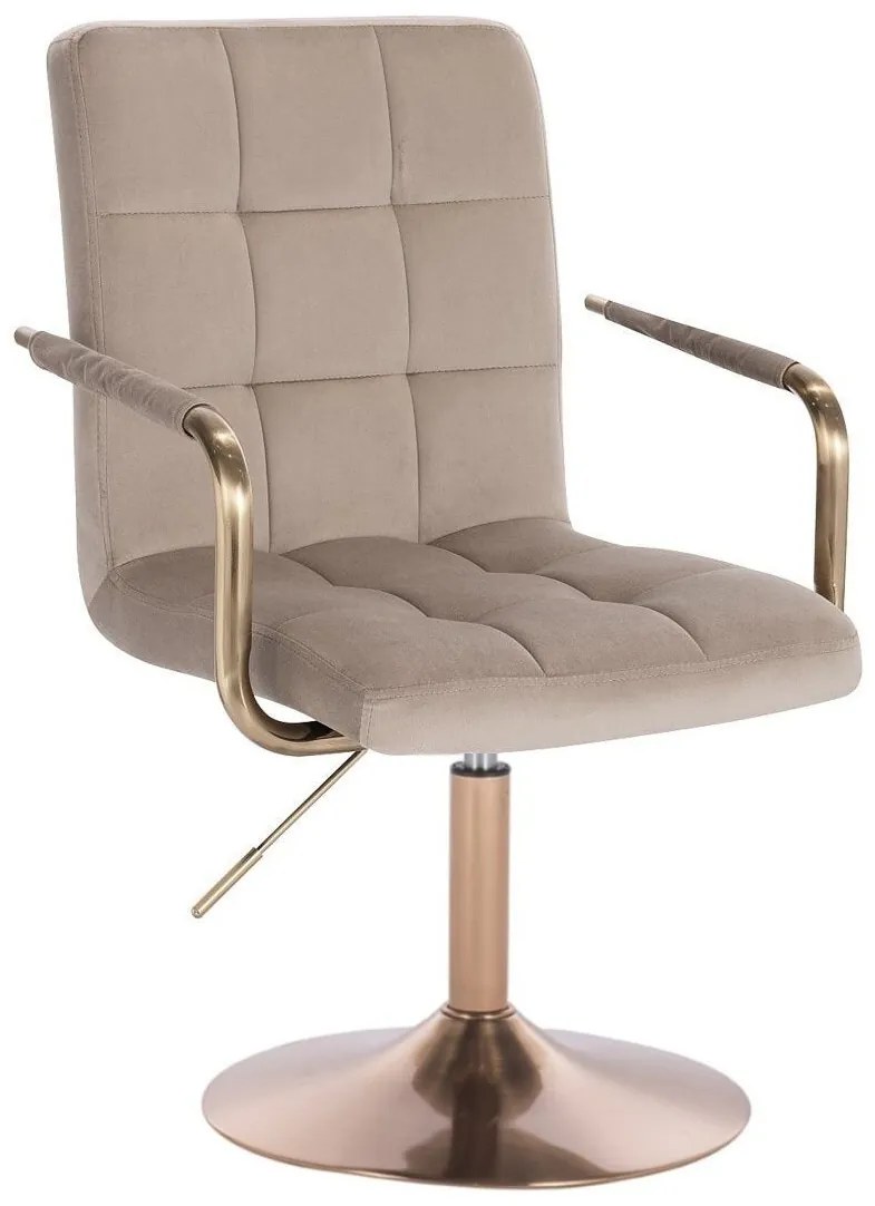 LuxuryForm DESIGN Stolička VERONA GOLD VELUR na zlatom tanieri - latte
