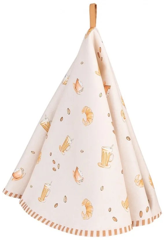 Béžová okrúhla bavlnená utierka s macičkami Kitty Cats - Ø 80 cm