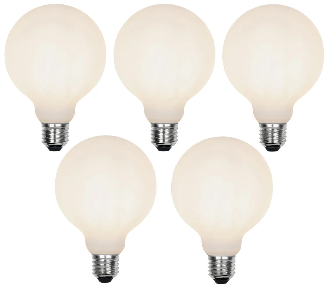 Sada 5 ks E27 3-stupňová stmievateľná LED lampa G95 matné sklo 5W 550 lm 2700K