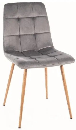 Sivá zamatová jedálenská stolička MILA D