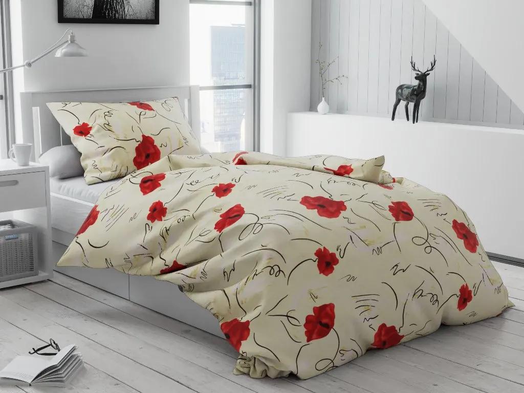 Obliečky bavlnené Maky TiaHome - 1x Vankúš 90x70cm, 1x Paplón 140x200cm