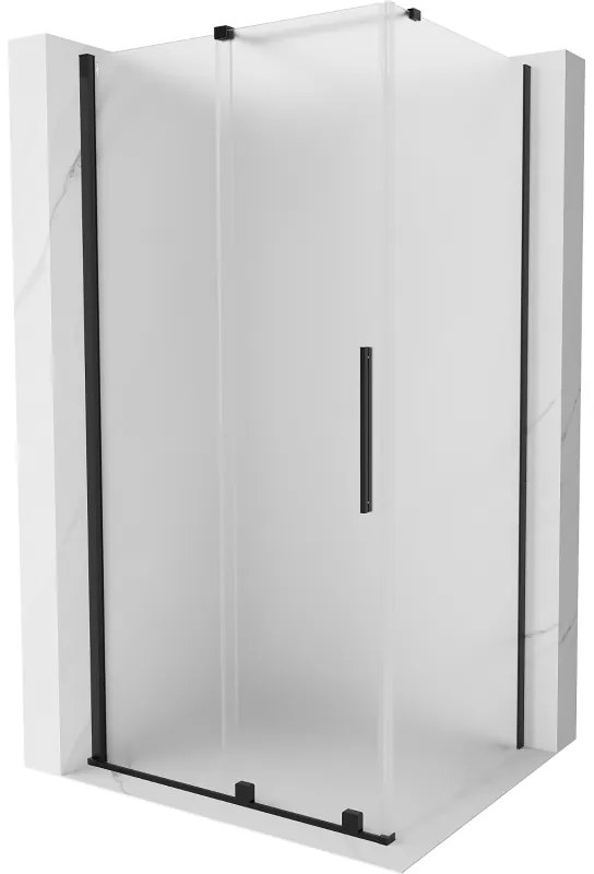 Mexen Velar, sprchový kút s posuvnými dverami 110 x 85 cm, 8mm sklo námraza, čierna matná, 871-110-085-31-70