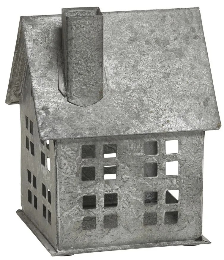 Zinkový antik kovový domček na sviečku Canie - 11*13*17 cm