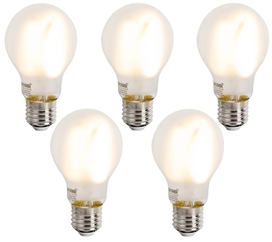 Sada 5 ks Inteligentné stmievateľné LED žiarovky E27 A60 matné 7W 806lm 2700-6500K