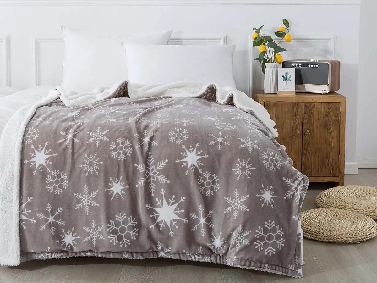 XPOSE® Mikroplyšová deka JON s baránkom - sivá 140x200