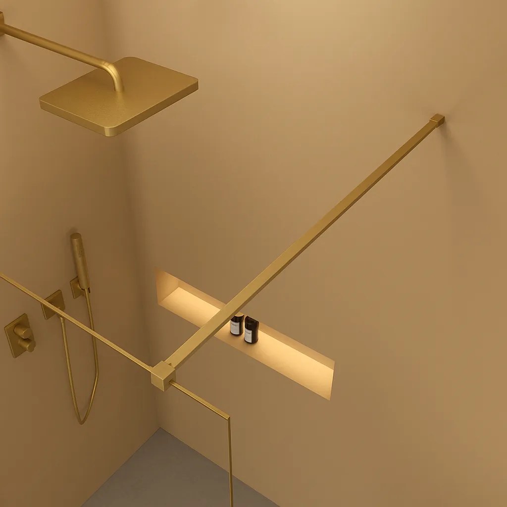 Erga Paris, stabilizačná vzpera pre sprchové zásteny s hrúbkou skla 8mm, dĺžka max. 150cm, zlatá matná, ERG-V02-PARIS-BAR-GB