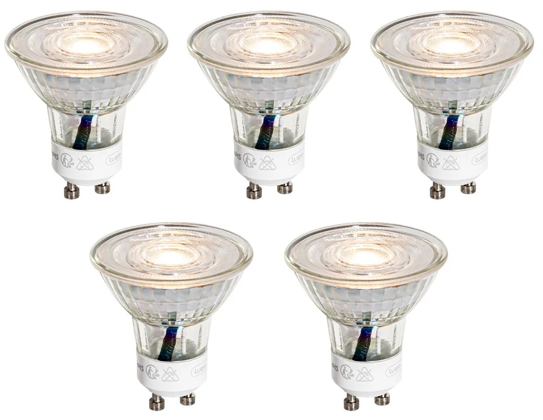 Sada 5 GU10 50mm LED žiaroviek číra 4,9W 450 lm 3000K