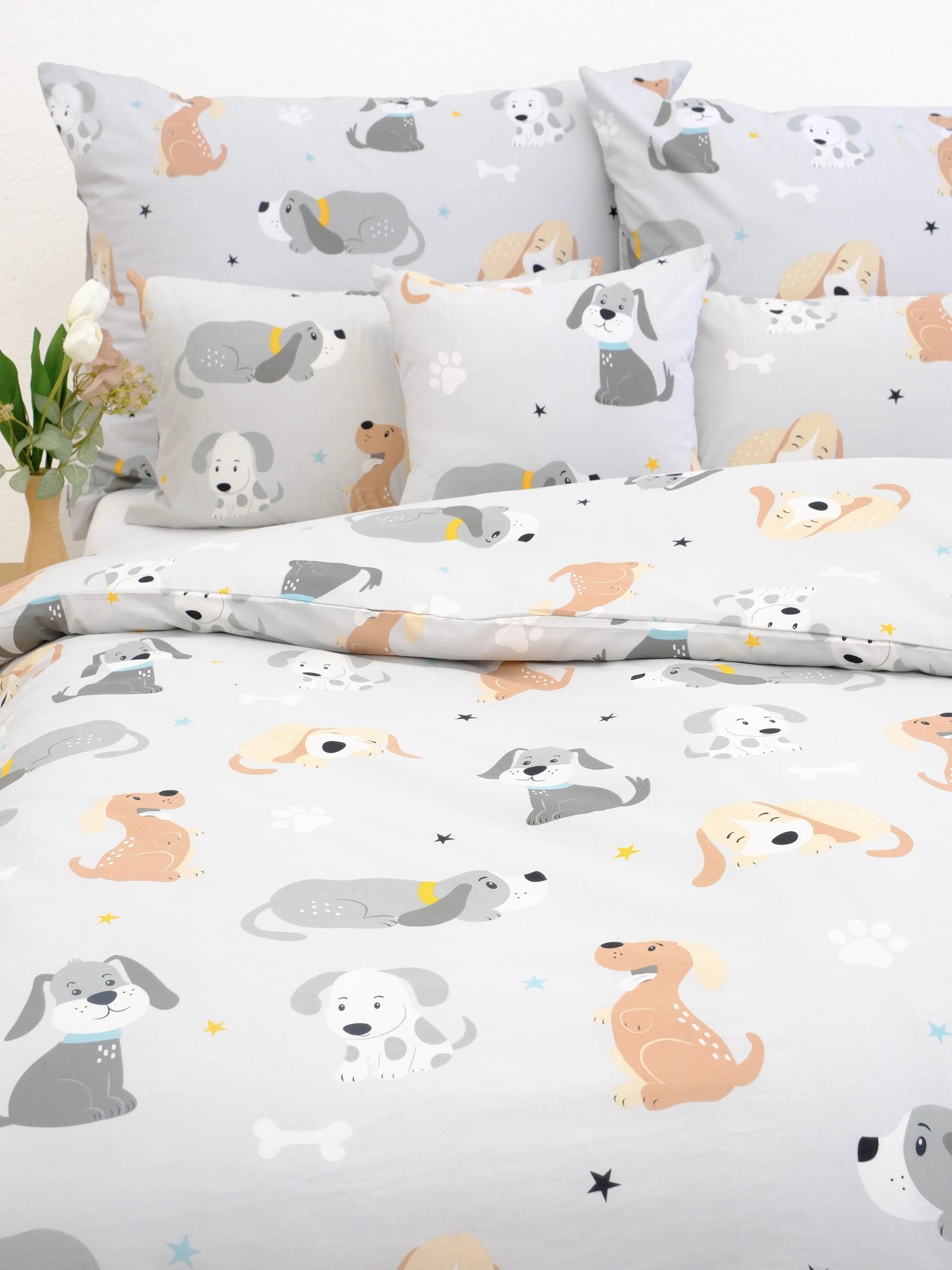 Bavlnené obliečky Renforcé – Psíci sivé