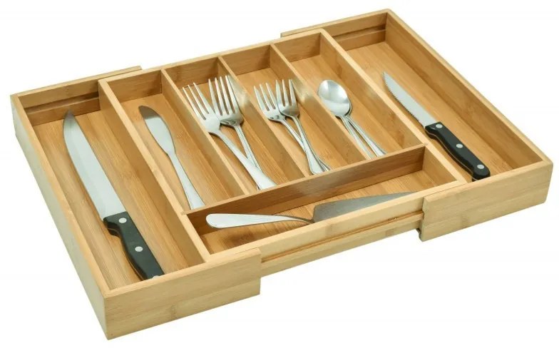 Nastaviteľný organizér do zásuvky, príborník - bambusový 29 – 43 x 34 cm