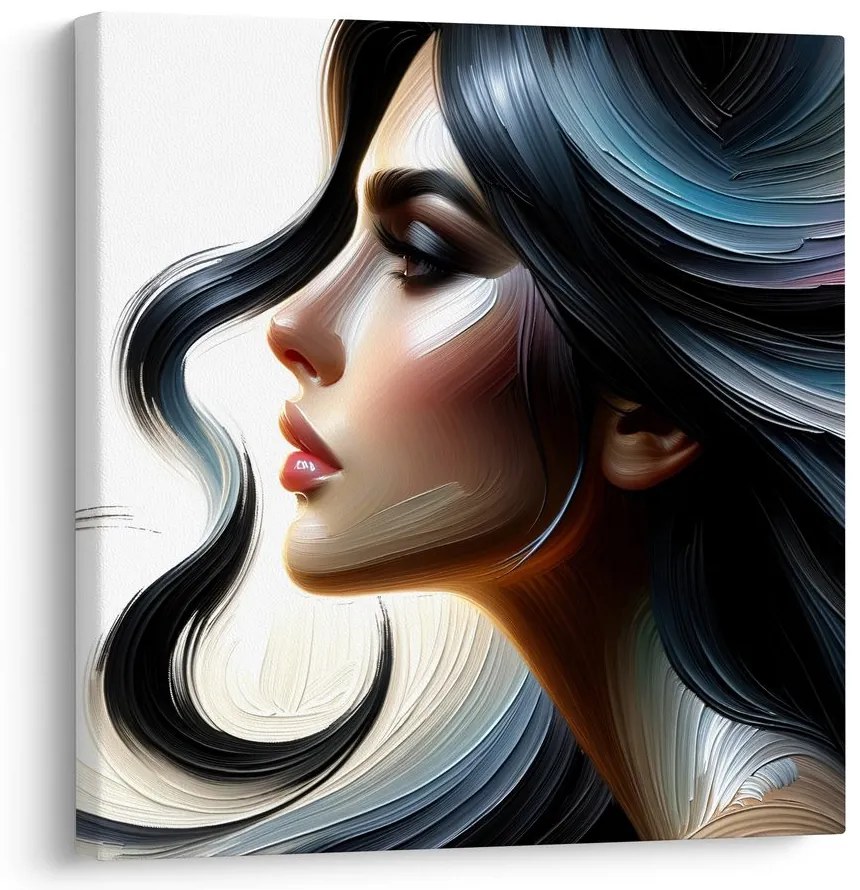 Obraz elegantný profil s farebnými vlasmi