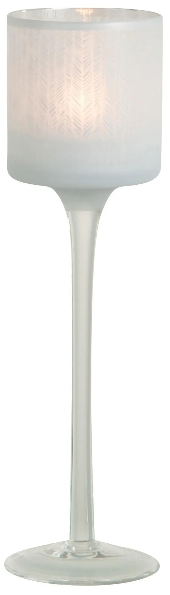 Biely sklenený svietnik na úzkej nohe na čajovú sviečku S - Ø 7 * 25 cm