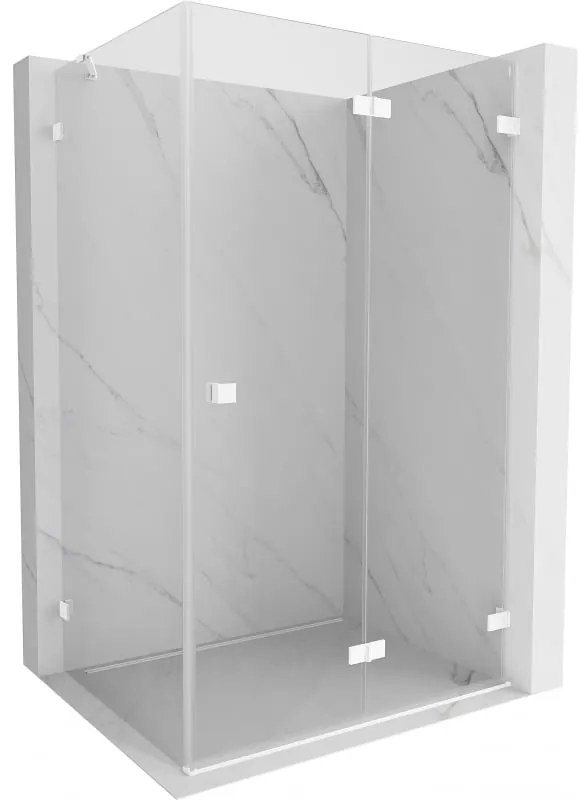 Mexen Lunar-F, sklápací sprchový kút pravý 100 x 80 cm, 8mm číre sklo, biely profil, 836-100-080-20-00-P