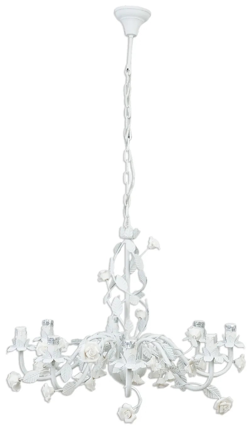 Vintage luster s bielymi ružičkami - Ø 75 * 50 cm 8x E14 / Max 60W