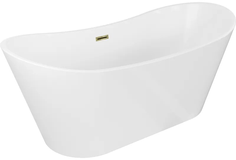 Mexen Montana, voľne stojaca vaňa 150 x 75 cm, biela, zlatý lesklý prepad, 52011507500-50