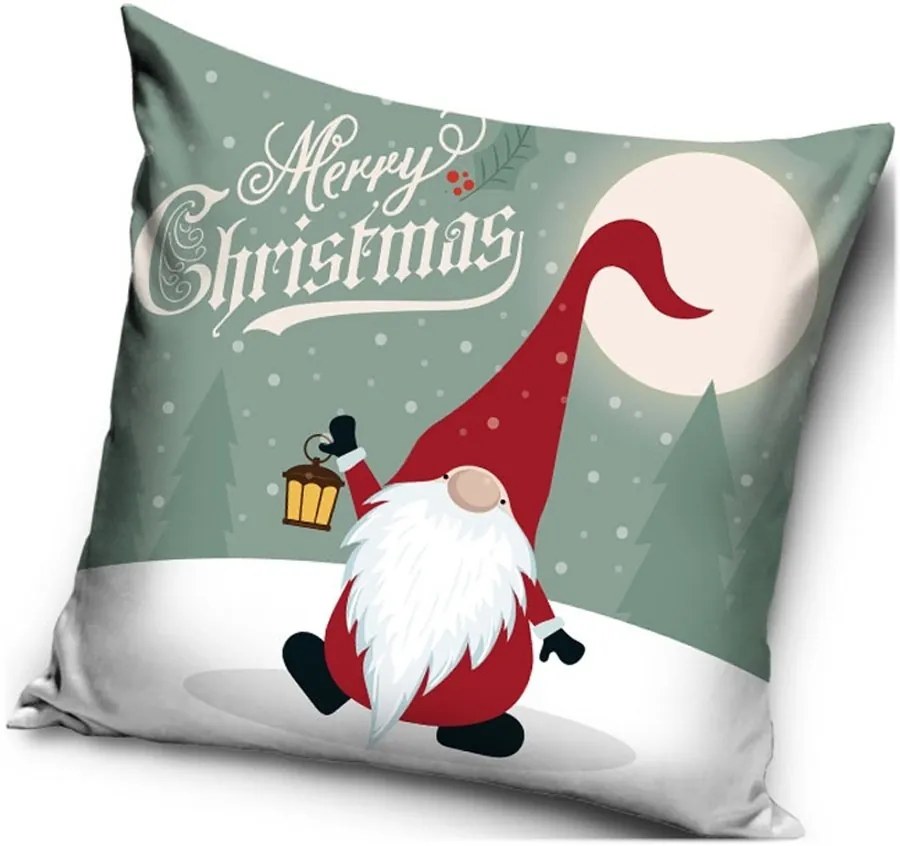 Vianočný vankúš - motív Škriatok s lampičkou - Merry Christmas - 40 x 40 cm
