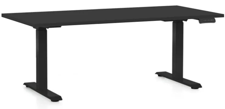 Výškovo nastaviteľný stôl OfficeTech D, 160 x 80 cm, čierna podnož, čierna
