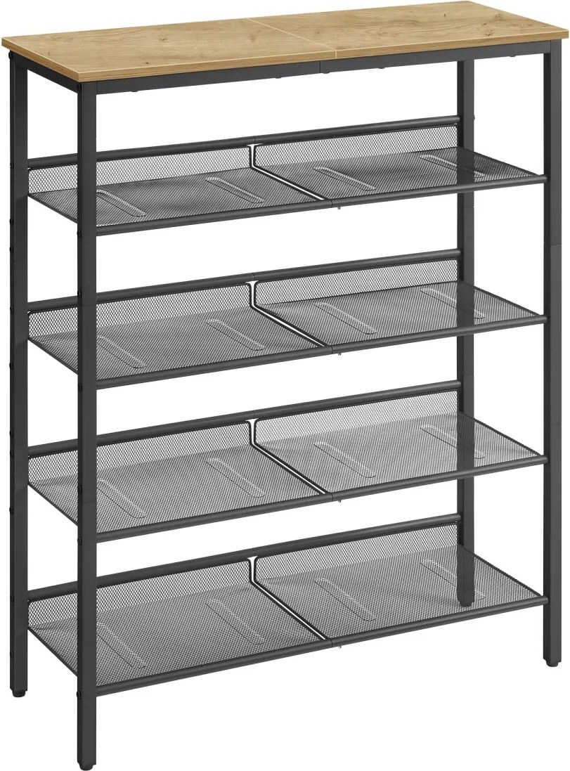 Botník TAYLOR ARTISAN s čiernou konštrukciou, 4 police