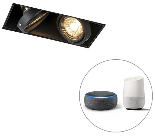 Inteligentné zapustené bodové svietidlo čierne vrátane 2 Wifi GU10 bez rámu - Oneon 2