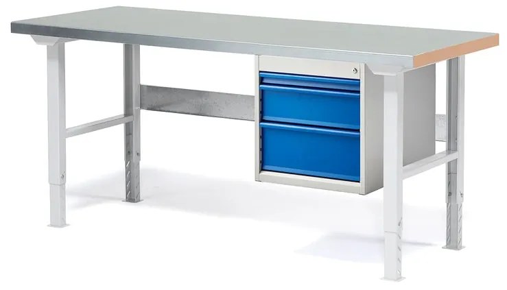 Dielenský stôl SOLID s 3 zásuvkami, nosnosť 750 kg, 1500x800 mm, oceľ