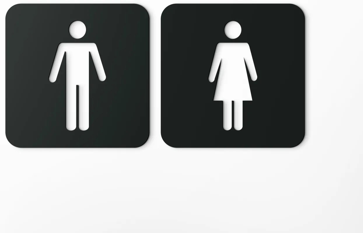 drevko Označenie toaliet - WC ženy, WC muži Rozmer obrazu: 11 x 11 cm, Farba dekorácie: Čierna