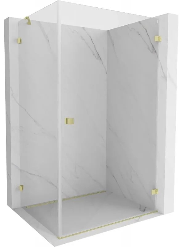 Mexen Lunar-B, pravostranný výklopný sprchový kút 95 x 80 cm, 8mm číre sklo, zlatý kartáčovaný - 832-095-080-55-00-P