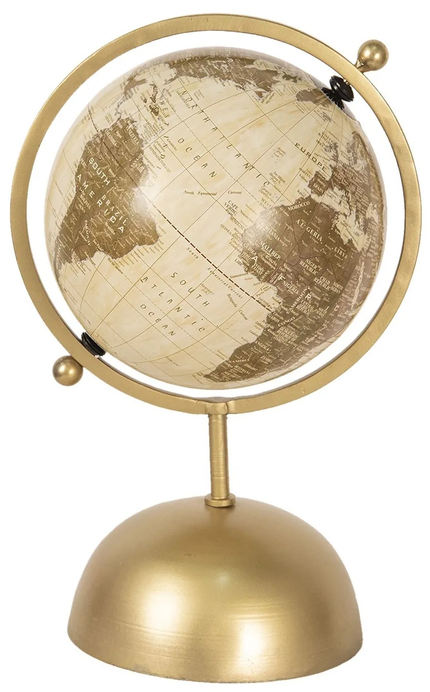 Otočný dekoračné glóbus na zlatom kovovom podstavci Reine - 24 * 20 * 37 cm