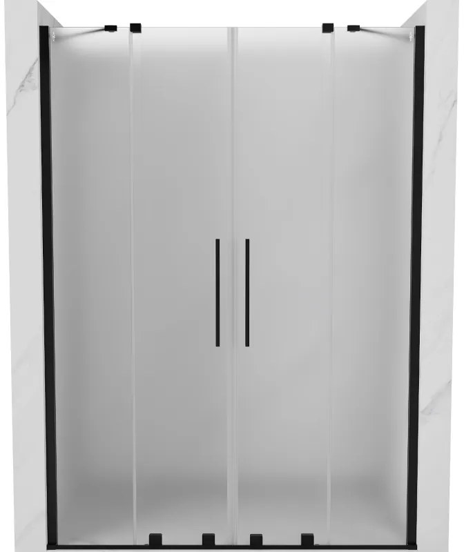 Mexen Velar Duo, posuvné sprchové dvere do otvoru 150 cm, 8mm sklo námraza, čierna matná, 871-150-000-32-70