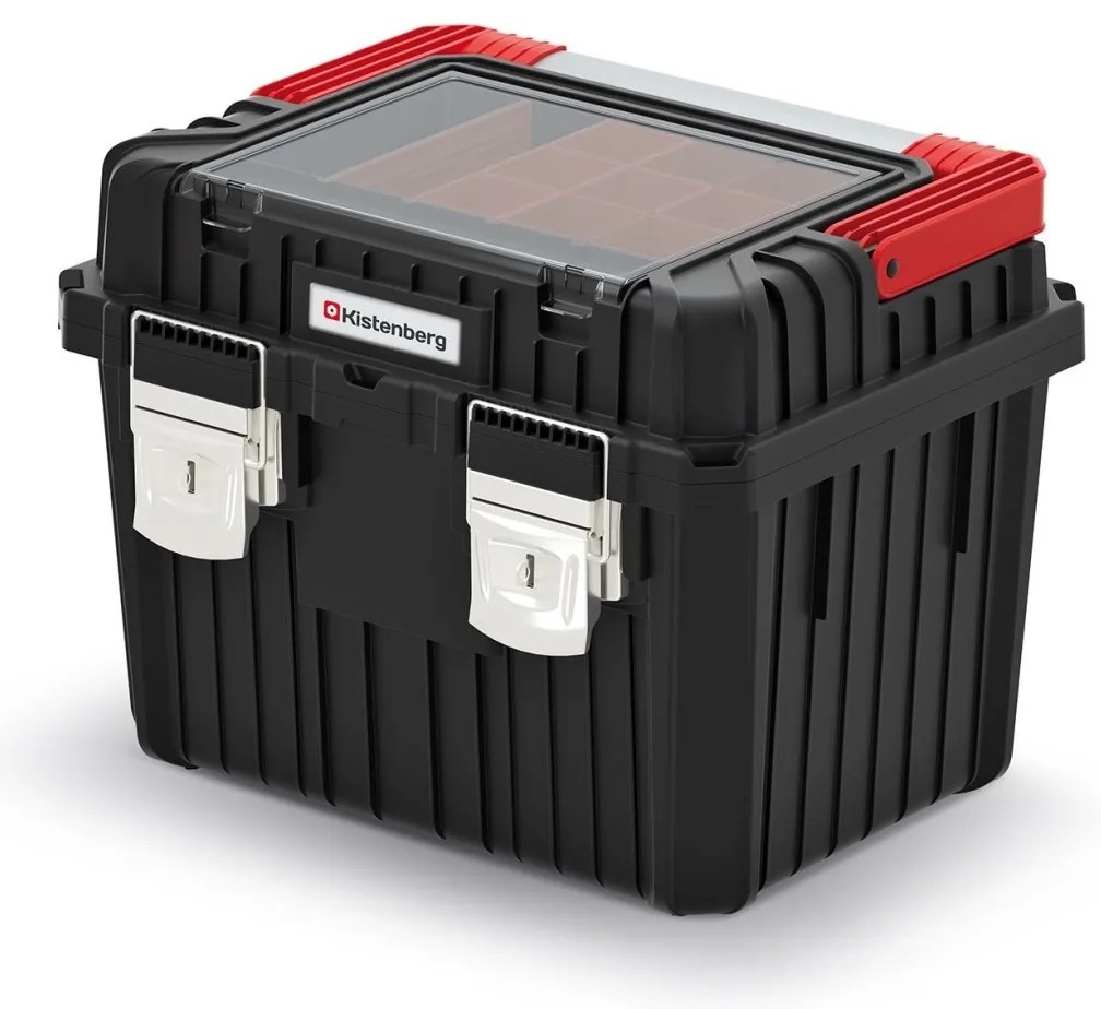 Kistenberg Kufor na náradie s kov. držadlom a zámky HEAVY čierny 445x360x337