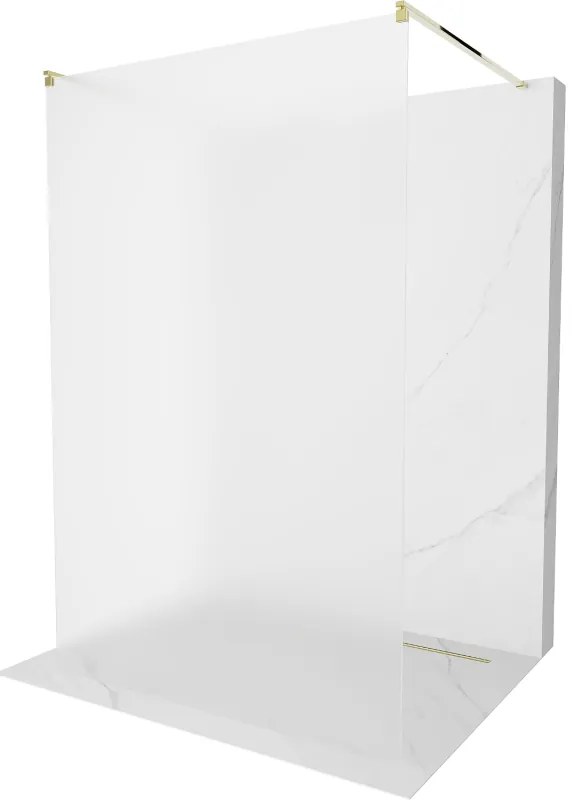 Mexen Kioto, priechodná sprchová zástena 120 x 200 cm, 8mm sklo námraza, 2x zlatá stabilizačná rozpera, 800-120-002-50-30