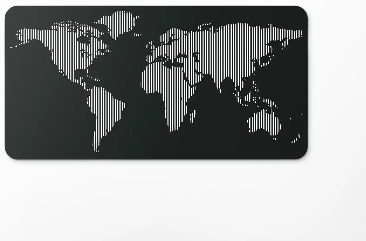drevko Dizajnová nástenná 3D mapa sveta Rozmer obrazu: 45 x 89 cm, Farba dekorácie: Čierna