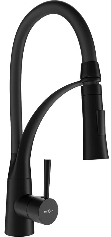 Mexen Aster, vysoká drezová batéria s flexibilným ramenom, čierna matná, 73450-70