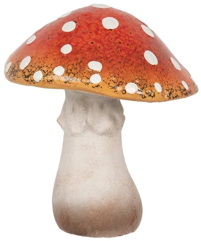 Bielo-červená keramická dekorácia huba Muchotrávka L - 18*17*21 cm