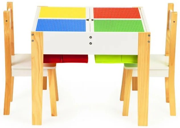 Drevený nábytok pre deti, set stôl + 2 stoličky