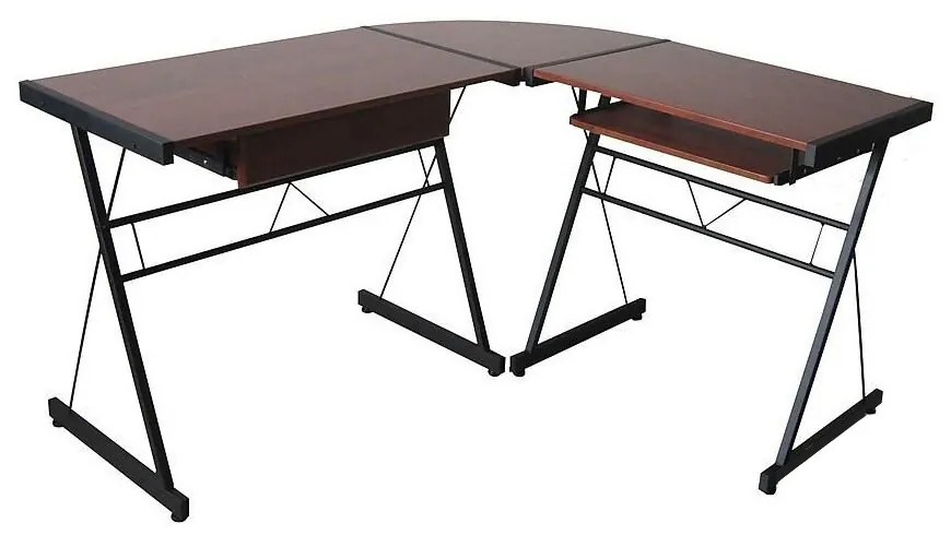 Písací stôl v tvare L- tmavohnedý