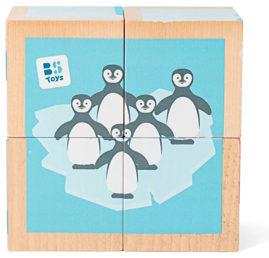 Drevené obrázkové kocky so zvieratkami - 4 ks