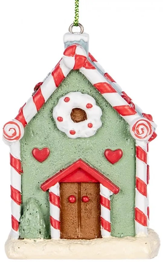 Zelená závesná dekorácia perníková chalúpka - 6*4*8 cm
