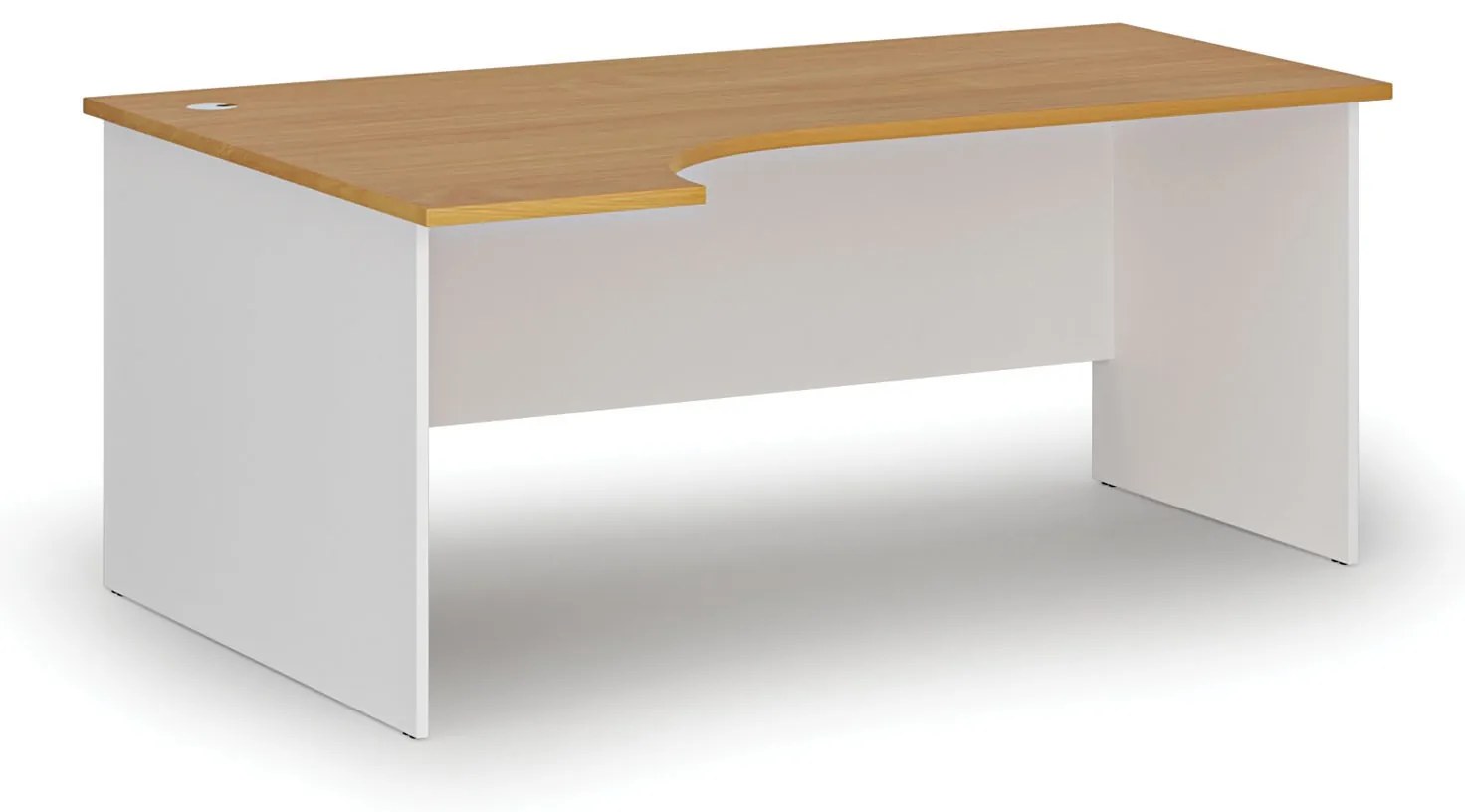 Rohový kancelársky písací stôl PRIMO WHITE, 180x120 cm, ľavý, biela/buk