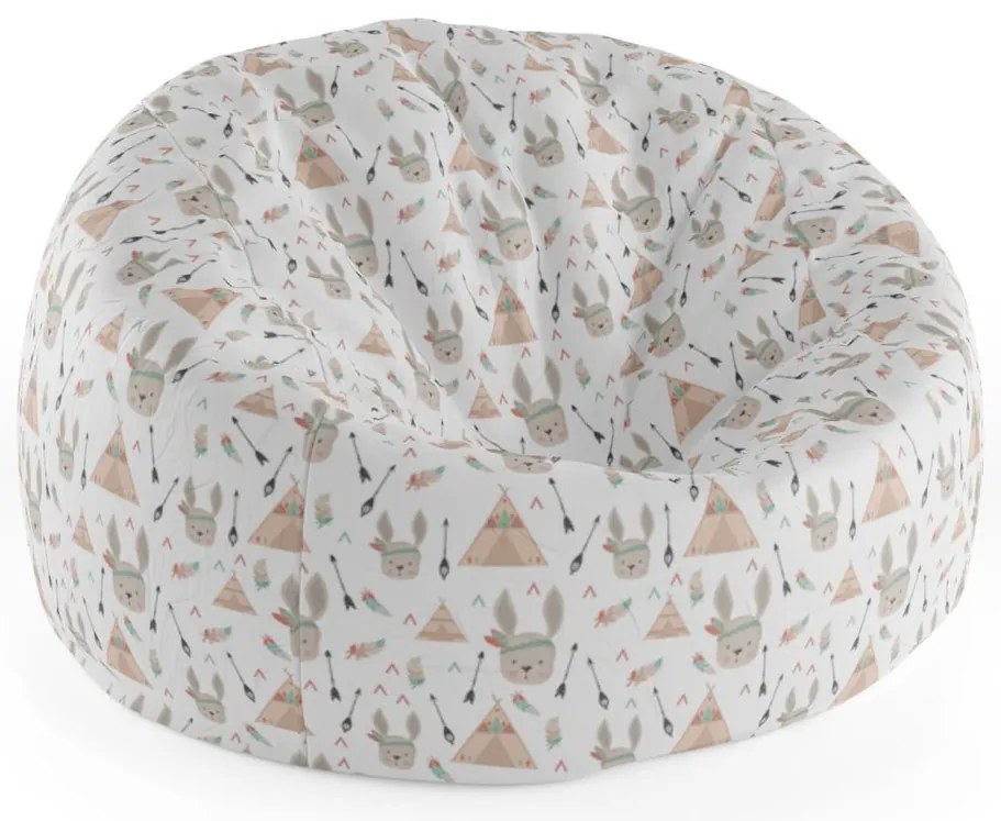 Sedací vak Cocoon zajace pri stane, biela / béžová