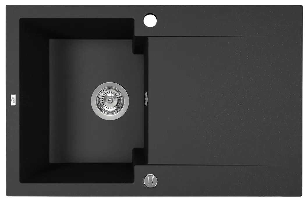 Kuchinox Chichi, 1-komorový granitový drez 740x480x194 mm, čierna škvrnitá, LAV-SBH_711Y